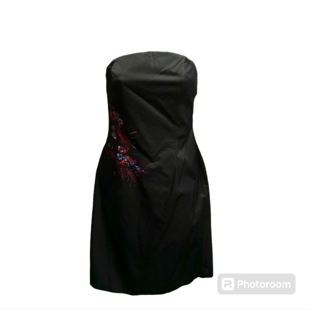Women's Express black strapless mini dress hot pink size 3/4 gently used